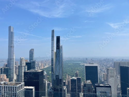 Panoramic View from Top of the Rock at Rockefeller Center, New York City. Sweeping panoramic view from the observation deck at the Top of the Rock, Rockefeller Center, in Midtown Manhattan, NYC. 