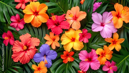 Vibrant tropical flowers