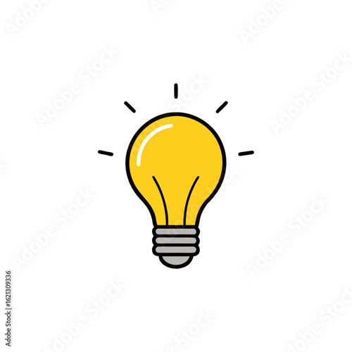 Bright yellow light bulb icon symbolizing ideas and innovation
