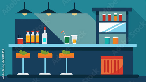 A sleek and modern bar stood in the corner offering refreshments and snacks for intermission.