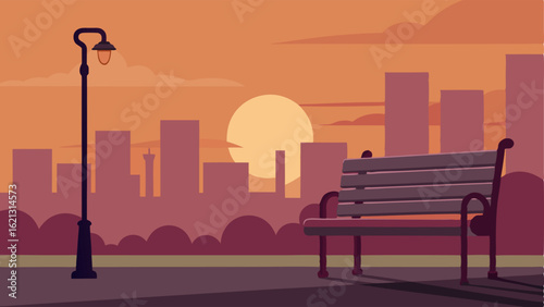 Cane and Sunset An image of a walking cane leaning against a park bench at sunset capturing the beauty of age and everyday moments.
