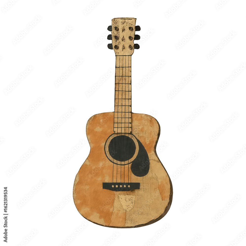 Naklejka premium PNG Rustic acoustic guitar illustration.