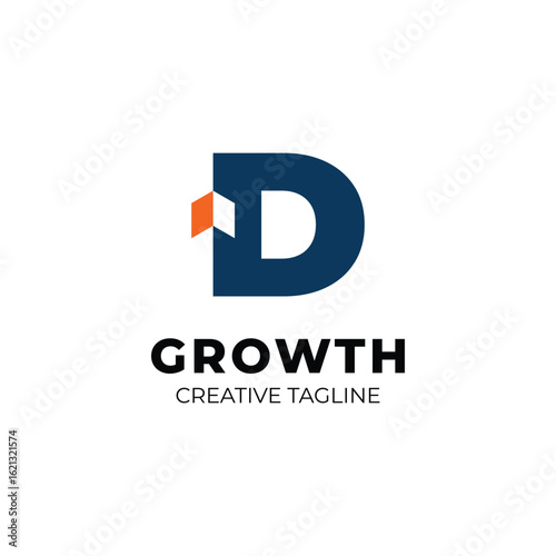 Simple and clean growth logo with letter D and arrow up for finance, investment and wealth management logo