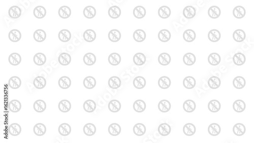 Grey No Entry infographic icons appear with a bouncing animation. Concept of restricted pedestrian access or prohibition of pedestrian movement in certain areas.