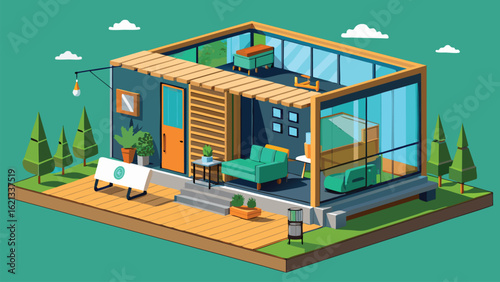Modern Container Home 3D Model – Compact, Eco-Friendly, Sustainable Living Design with Transportable Shipping Container Architecture