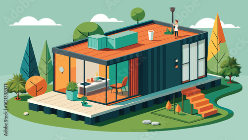 Modern Container Home 3D Model – Compact, Eco-Friendly, Sustainable Living Design with Transportable Shipping Container Architecture