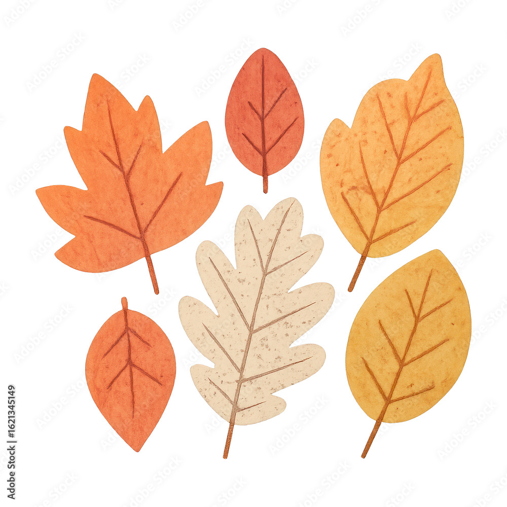 Fototapeta premium PNG Colorful autumn leaves illustration.