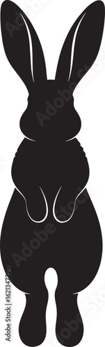 Black silhouette of a plump rabbit standing upright