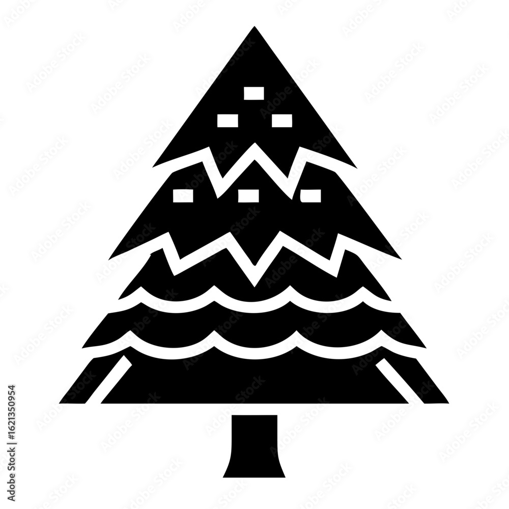 Fototapeta premium Stylized christmas tree silhouette with a modern and geometric design element