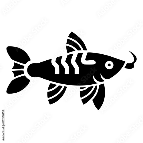 Stylized Vector Illustration of a Labeobarbus Fish with Distinct Markings