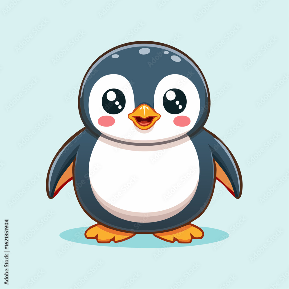 Obraz premium Chibi-Pinguin – niedliches Cartoon-Tier im Kawaii-Stil als Vektorillustration