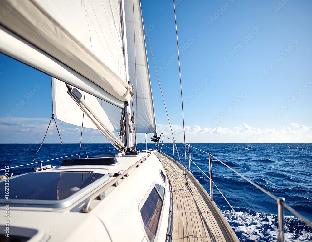 Sailing yacht on open ocean Sailing yacht on open ocean
