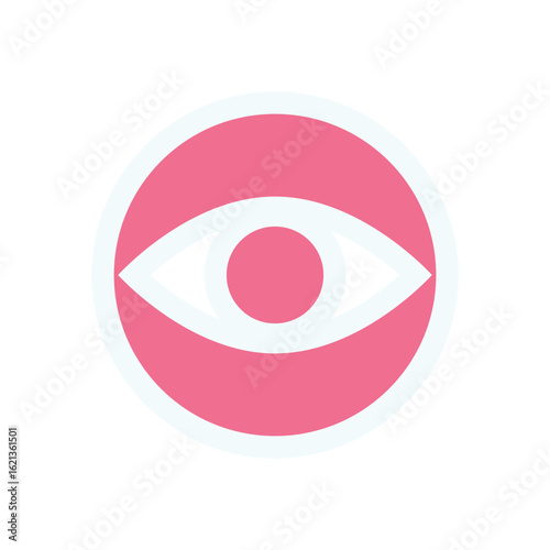 Brutalist eye icon sticker. Abstract circle shape as a bold symbol. Modern design element, brutalism aesthetic, ideal for contemporary graphic projects.
