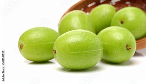 Wallpaper Mural Five glossy green Indian gooseberries (amla) arranged in a compact, organic cluster Torontodigital.ca