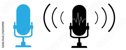 Microphone vector icon, podcast symbol. Mic simple pictogram, radio music flat pictogram