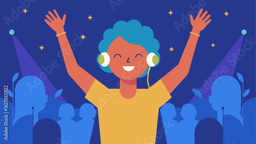 Cultural Events A person enjoying a live concert or cultural event while wearing hearing aids capturing moments of joy and social engagement.