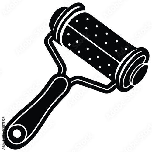 Black and white illustration of a dot patterned rolling pin for baking