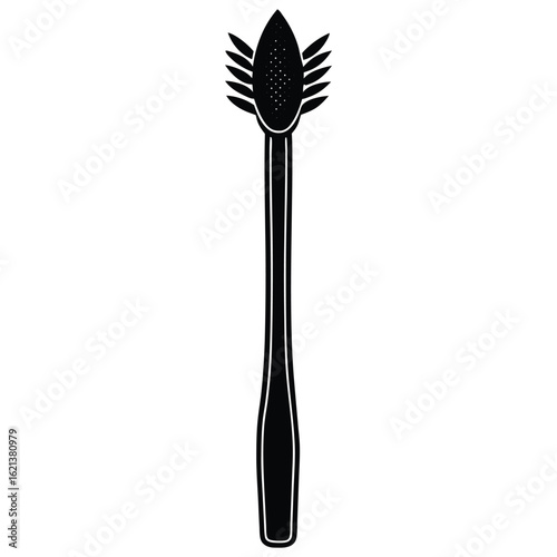 Black and white silhouette of an Asparagus officinalis spear with scales