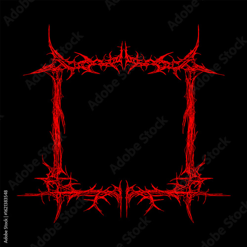 neo tribal frame with sharp spiked shapes. Bold and fierce vector design for tattoo, metal band art, dark apparel, or gothic branding