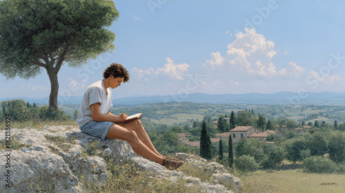 woman sitting on the grass