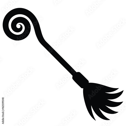 horror swirl broom vector icon