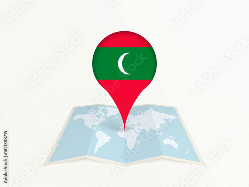 Free Download Maldives Map Pin with National Flag on Open World Map. - GFXLoad