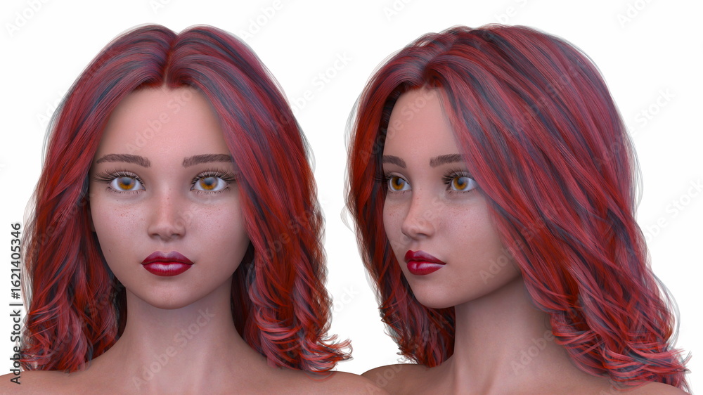 Obraz premium 女性の顔アップ 3DCGレンダリング