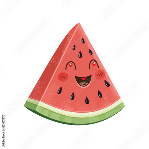 Juicy slice of ripe watermelon isolated on white background