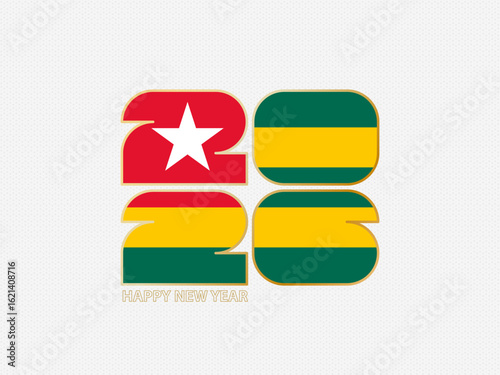 Abstract numbers 2026 with flag of Togo.