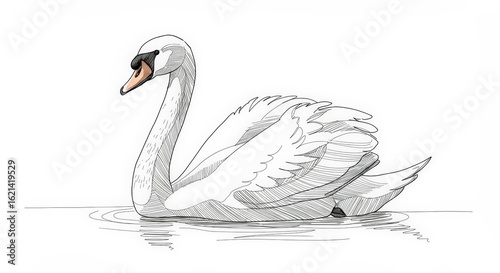 Fototapeta Naklejka Na Ścianę i Meble -  Elegant swan drawing
