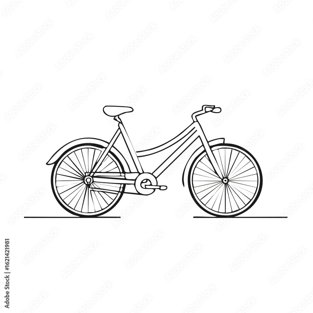 Fototapeta premium Simple Black Outline of a Bicycle Bike Cyclical Transportation Vehicle