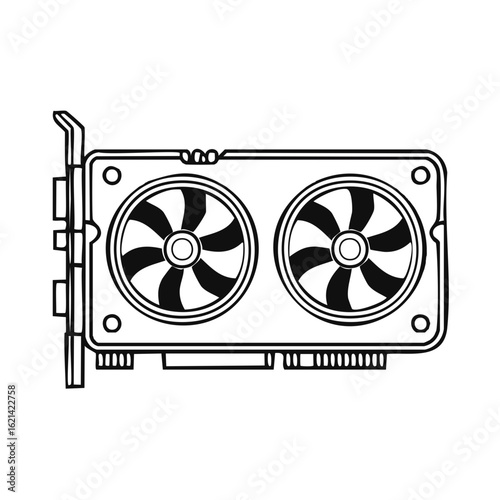 Computer Graphics Card Outline Illustration for Gaming and Technology Concepts