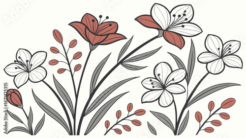 Floral Illustrations, Botanical Art, Nature, Graphic Design, Vibrant Colors, Artistic Viewpoint