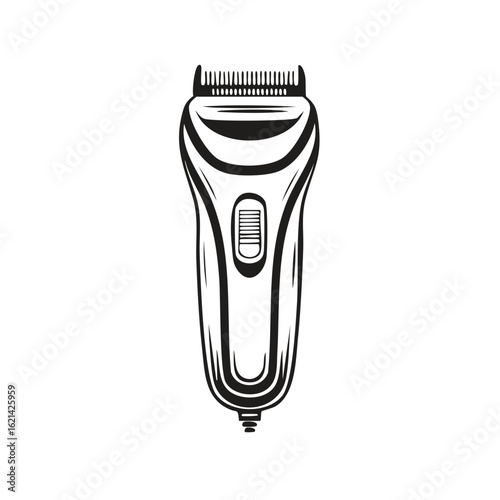 Monochrome Outlined Electric Hair Clipper for Barbering and Grooming Services