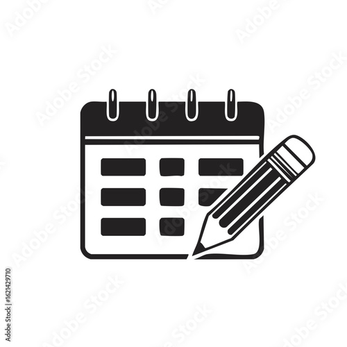 Calendar with pencil icon for scheduling appointments, planning events, and time management