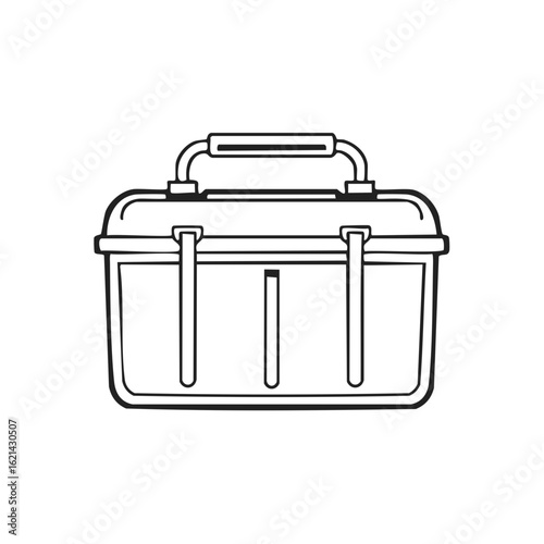 Outline Illustration of a Lunchbox with Handle and Clasps