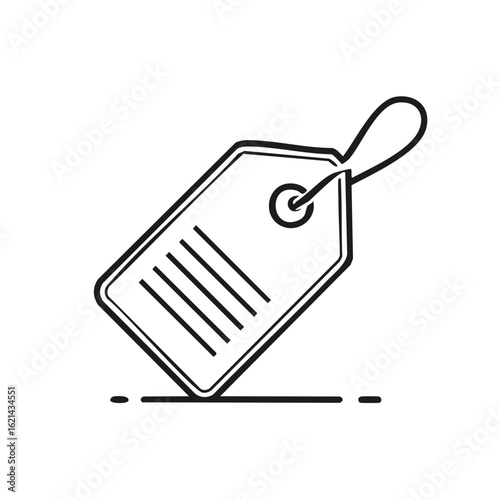Simple price tag line art icon illustration. Hand drawn retail label for shopping, sales, and commerce concepts.