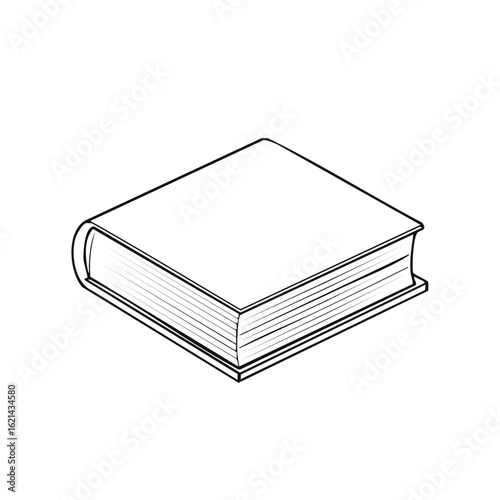Simple black line art drawing of a closed hardcover book for study and knowledge