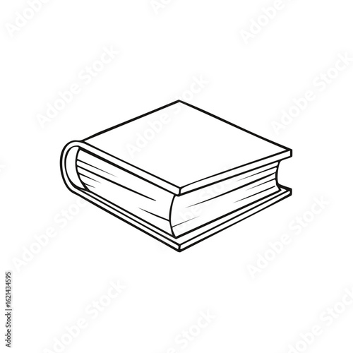 Simple line art illustration of a closed hardcover book for education and learning