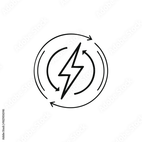 Bolt and Circular Arrows Symbolizing Energy and Renewal