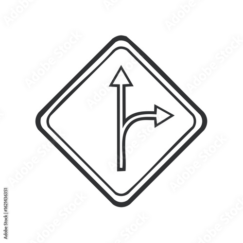 Free Download Directional road sign icon showing straight or right turn path options - GFXLoad