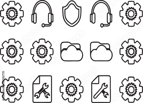 Technical Support Icons and Gear
