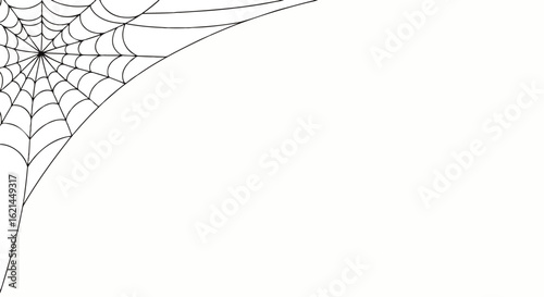 Simple black line drawing of a spiderweb corner, a classic Halloween graphic element.