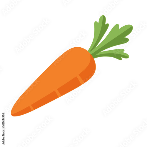 Carrot vegetable with green top leaf. Fresh orange root crop icon. Healthy carotene food, crunchy farm tuber. Natural vitamin.
