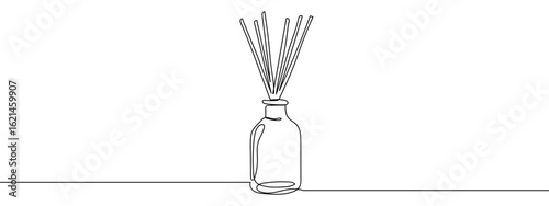 Continuous line hand drawn vector perfume stick isolated on transparent background. editable stroke.