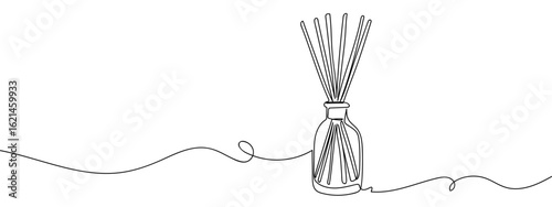 Continuous line hand drawn vector perfume stick isolated on transparent background. editable stroke.
