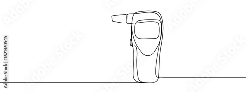 Continuous line hand drawn vector illustration of breathalyzer, isolated on transparent background. editable stroke.
