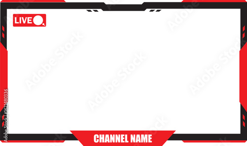 Stream webcam overlay. Game stream frames. Hud frame streaming media gamer broadcast webcam box video screen, Gaming channel overlay