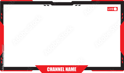 Stream webcam overlay. Game stream frames. Hud frame streaming media gamer broadcast webcam box video screen, Gaming channel stream overlay