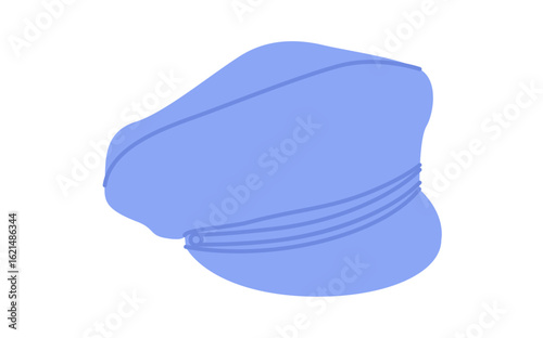Marine Cap with Peak. Hat for Head Fashion accessory clothing technical illustration. Vector headgear for Men, women, unisex style, flat template CAD mockup sketch outline isolated